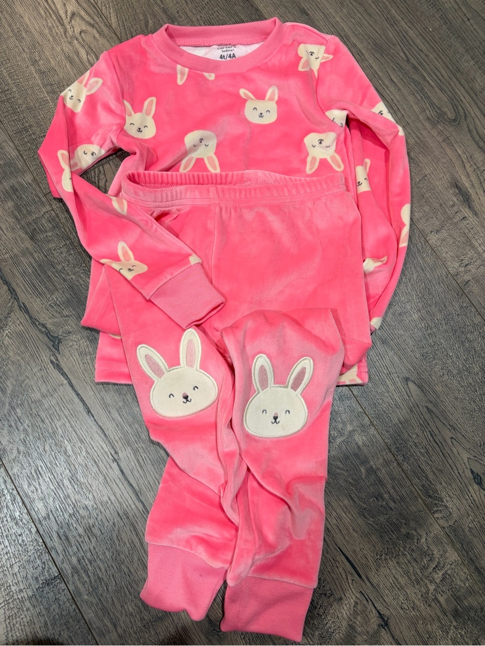 Carter's Bright Pink Bunny Plush Pajama Set